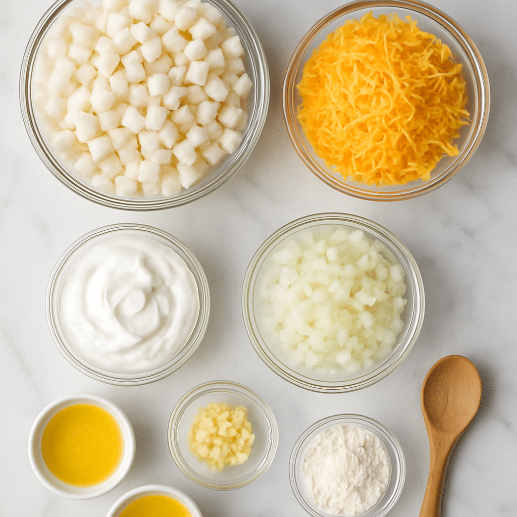 French onion funeral potatoes ingredients photo