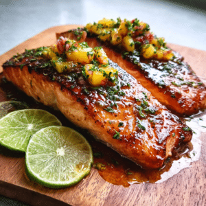 Honey Lime Salmon Recipe – Easy Glazed Fish with Mango