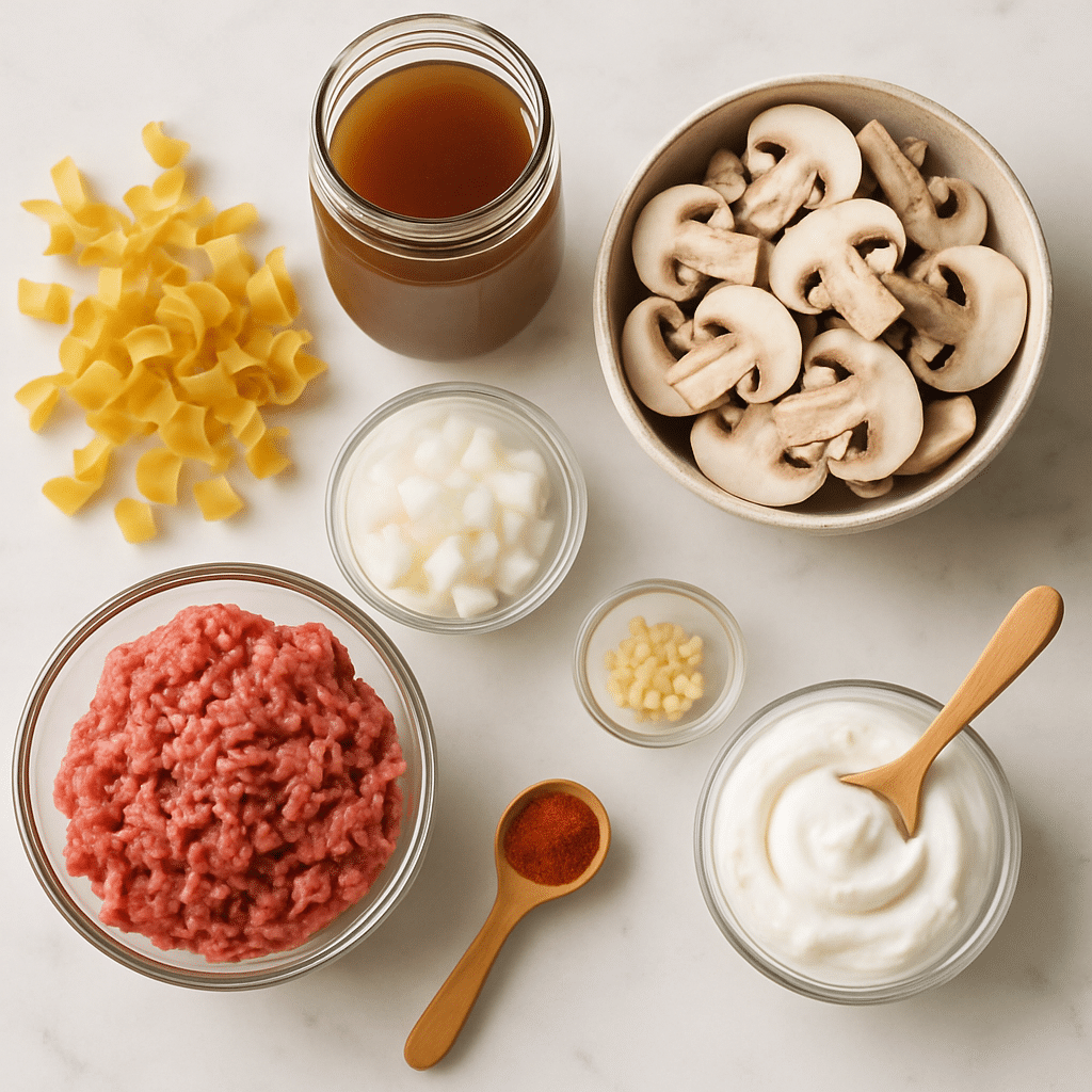 one pot hamburger stroganoff ingredients photo