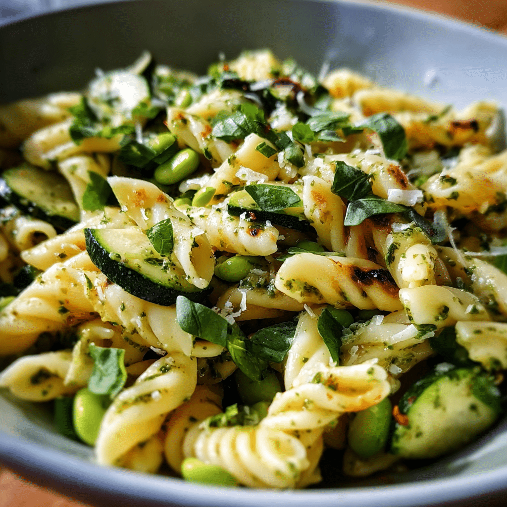 pasta zucchini edamame salad midjourney photo