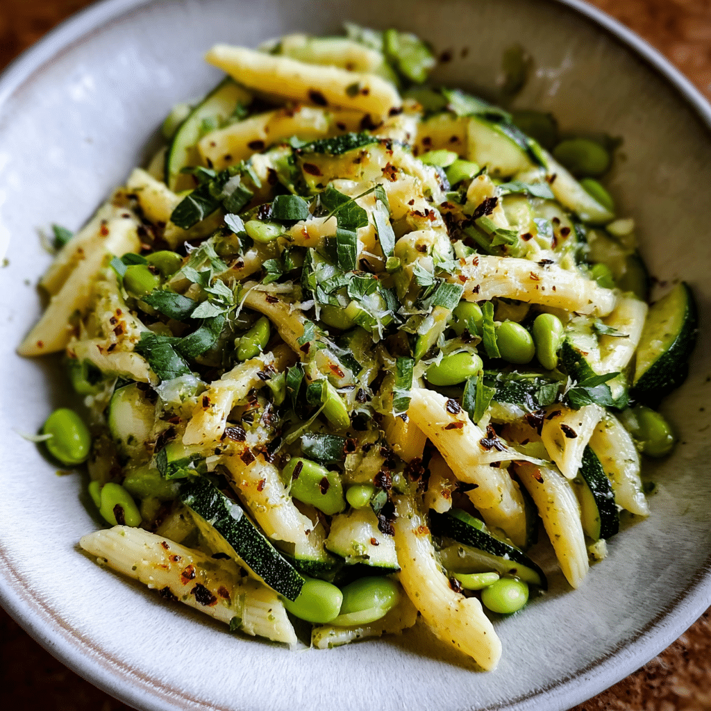 pasta zucchini edamame salad recipe