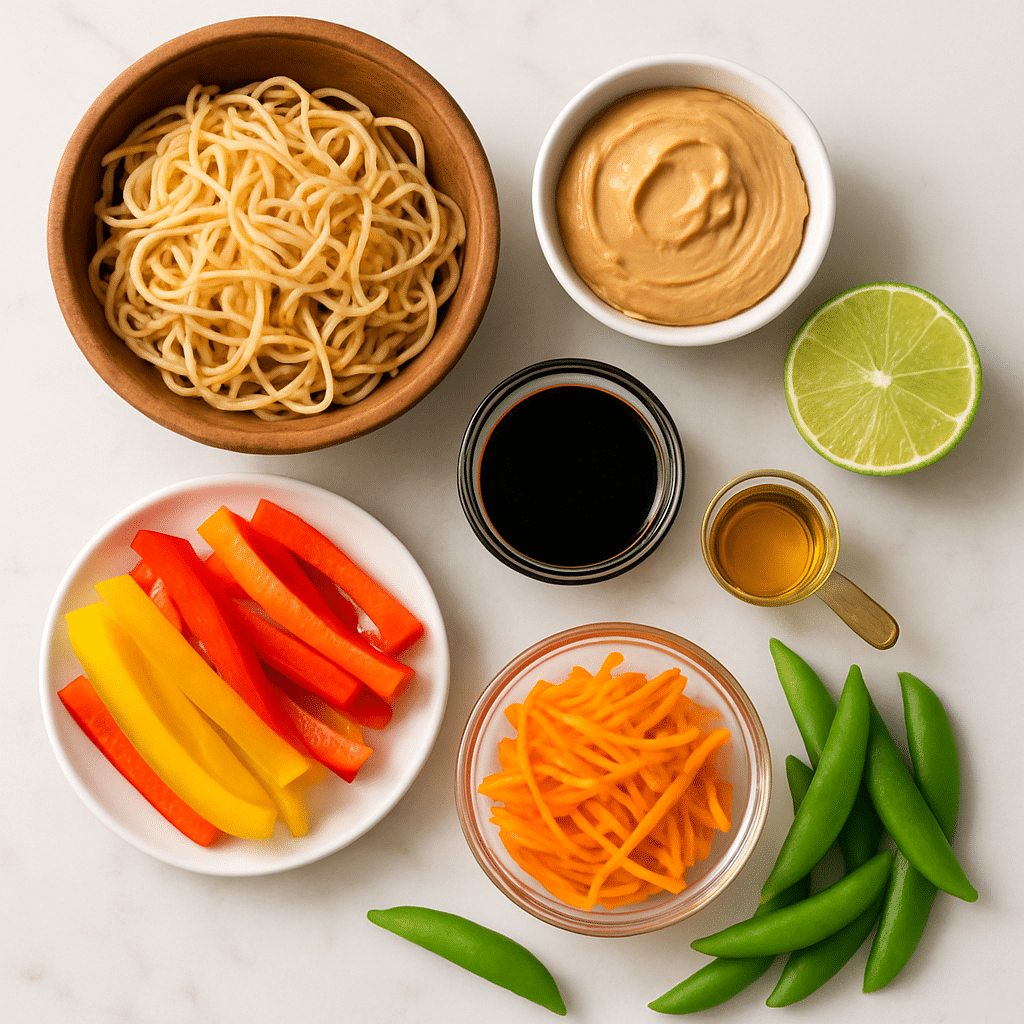 peanut noodle stir fry ingredients photo