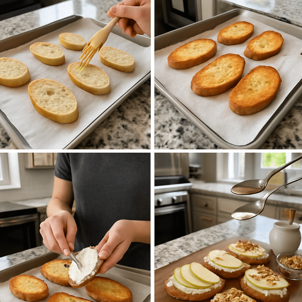 pear walnut bruschetta process photo