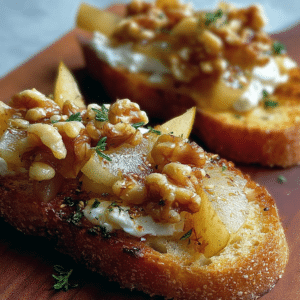 Pear Walnut Bruschetta Amazing Recipe with Crispy Bread