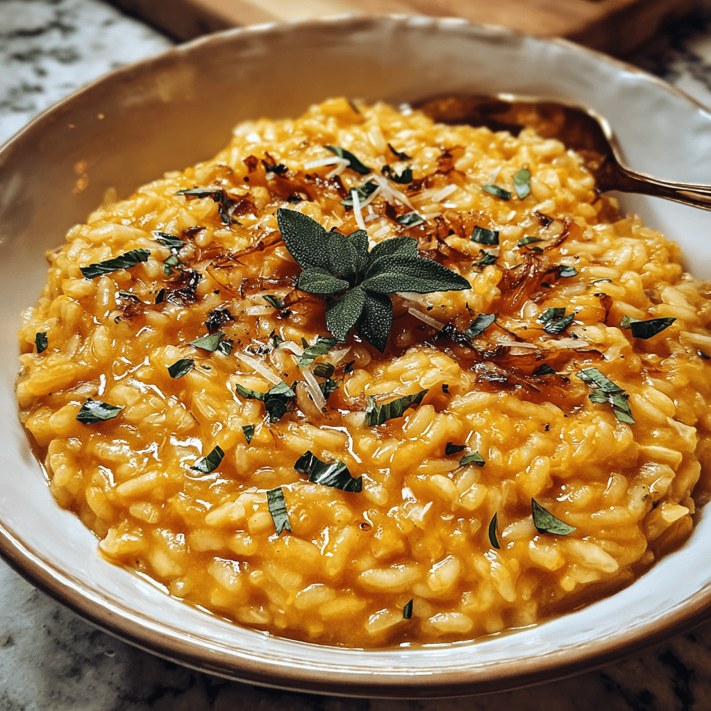 pumpkin shallot risotto midjourney photo