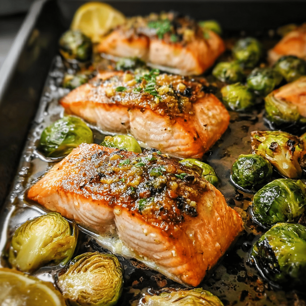 salmon brussels sheet pan midjourney photo