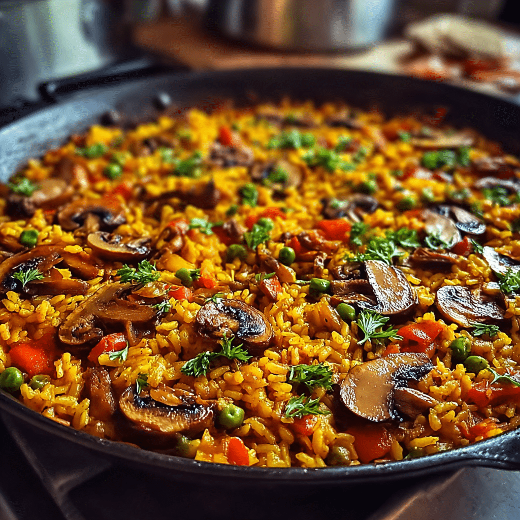 vegan mushroom paella midjourney photo