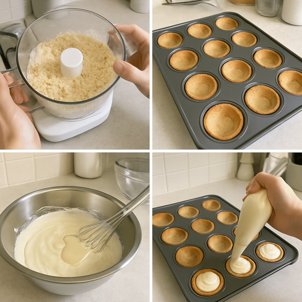 white chocolate mousse tartlets process photo