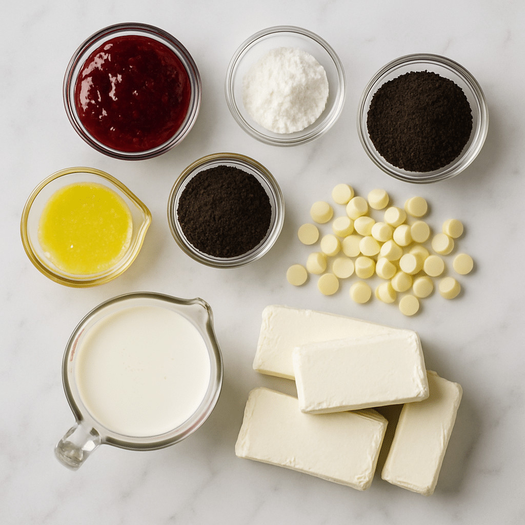 white chocolate raspberry cheesecake ingredients photo