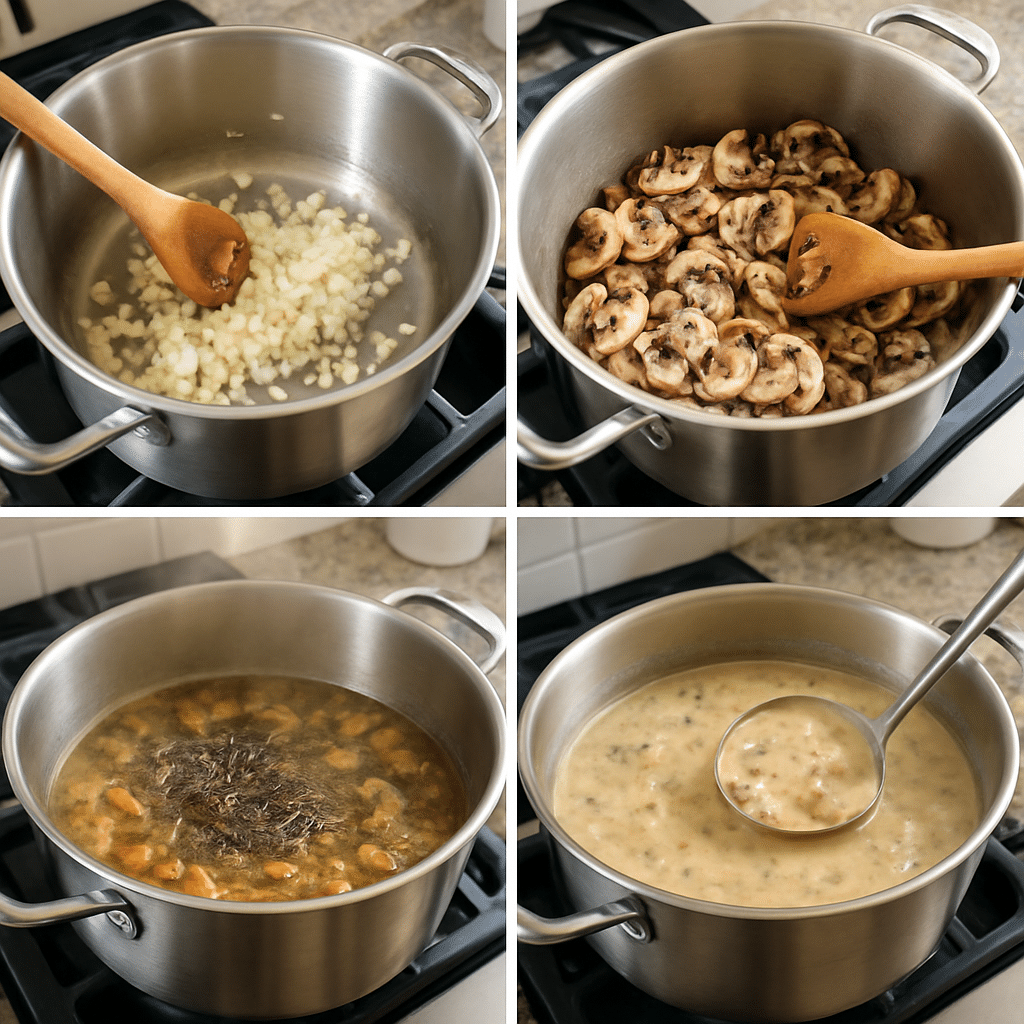 wild rice mushroom soup process photo