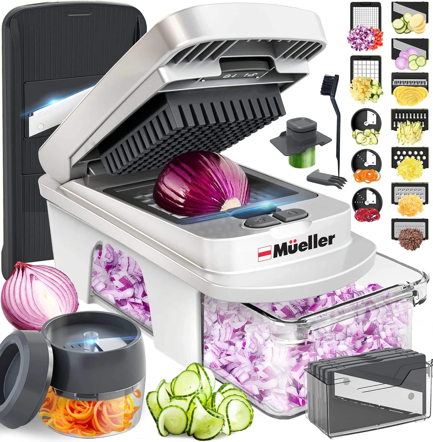 Mueller 10-in-1 Vegetable Chopper – Slice, Dice & Mince Effortlessly!