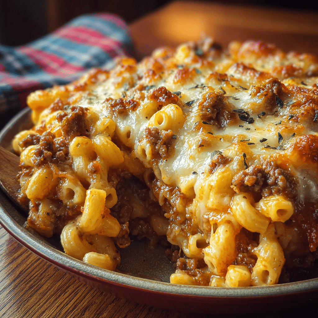 cheesy beef macaroni casserole recipe