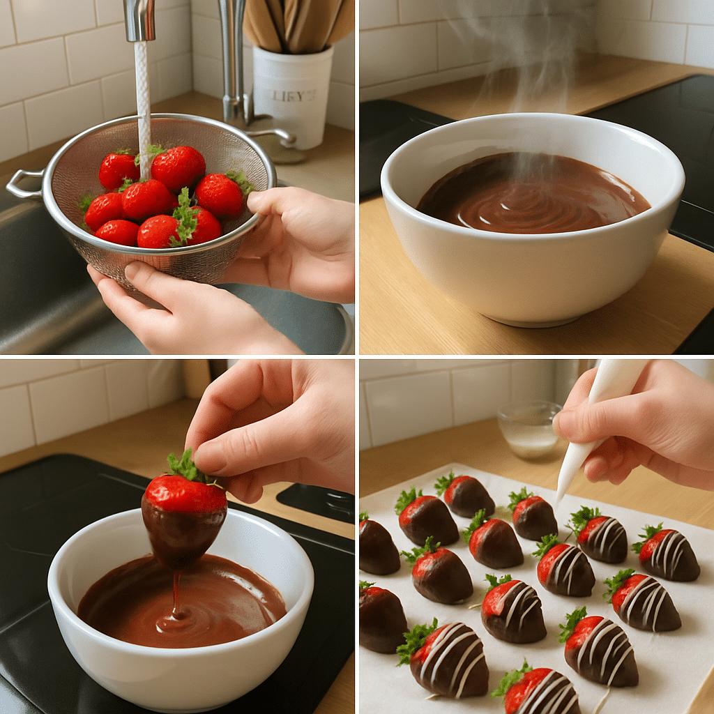 chocolate covered strawberries process photo