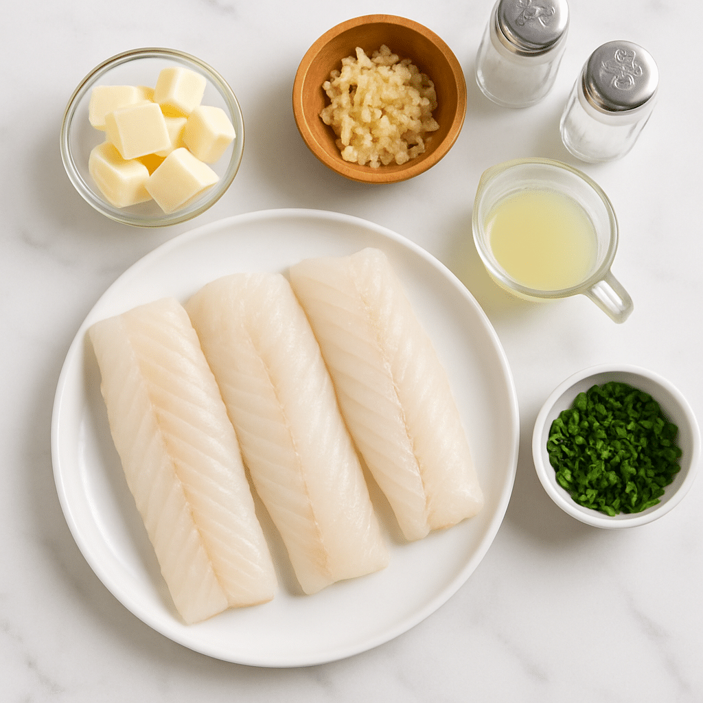 garlic butter baked cod ingredients photo